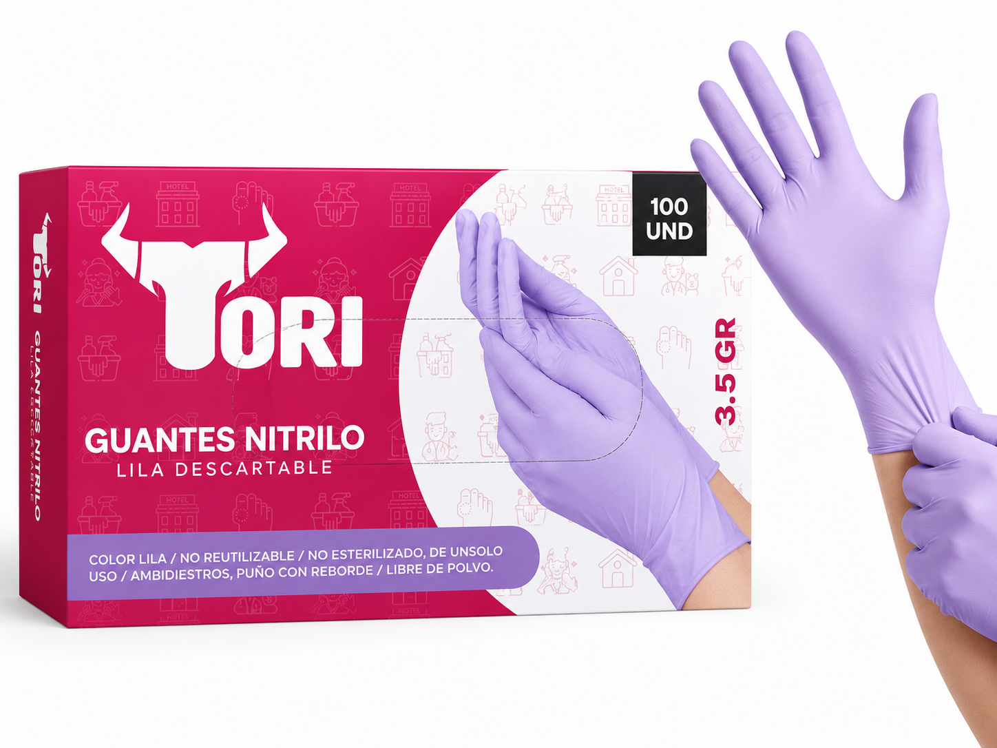 Guantes de Nitrilo · Lila · Tori